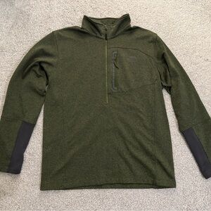 The North Face Olive Green Half-Zip Fleece with Branded Chest Tag